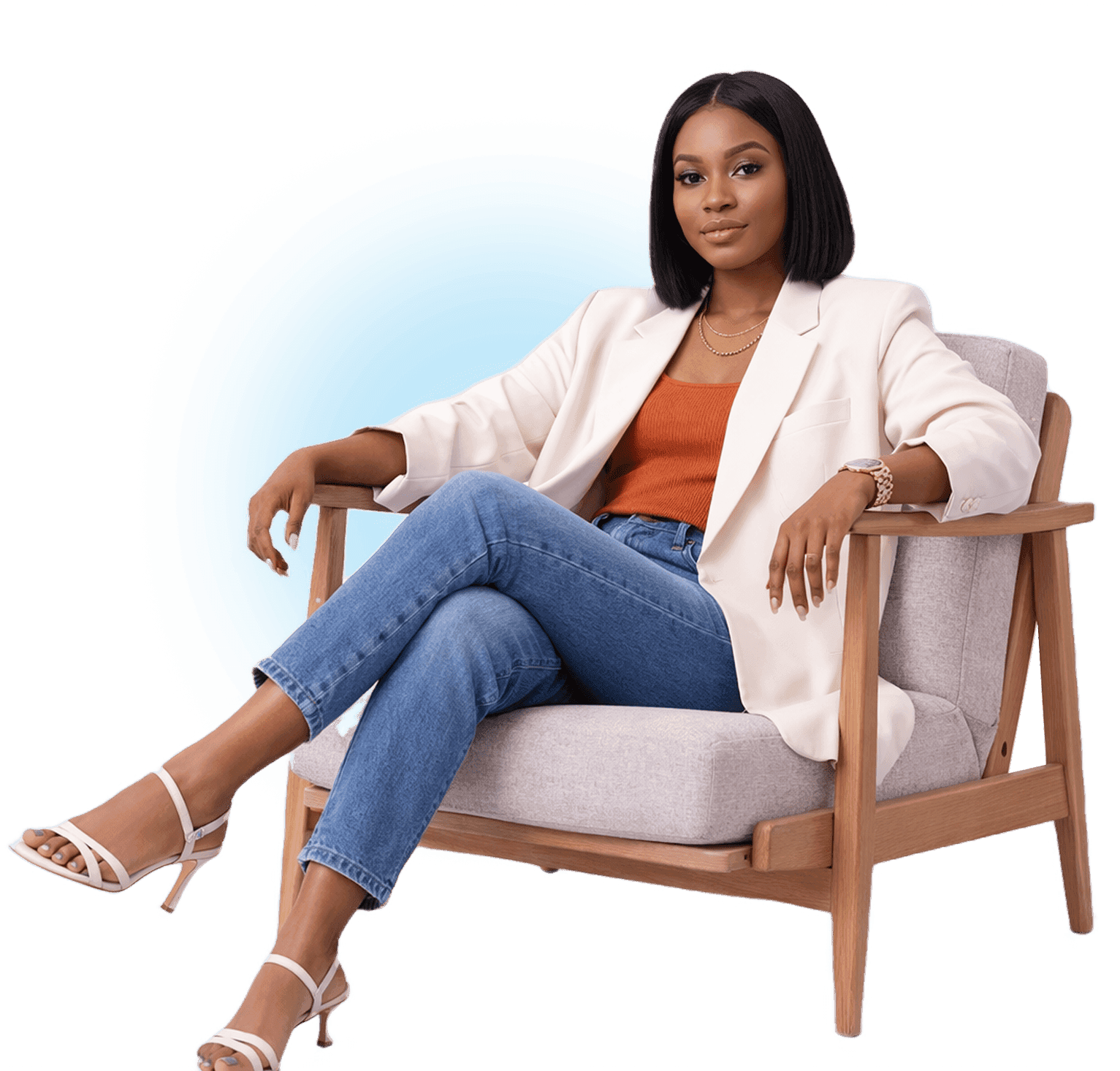 lady sitting and smiling